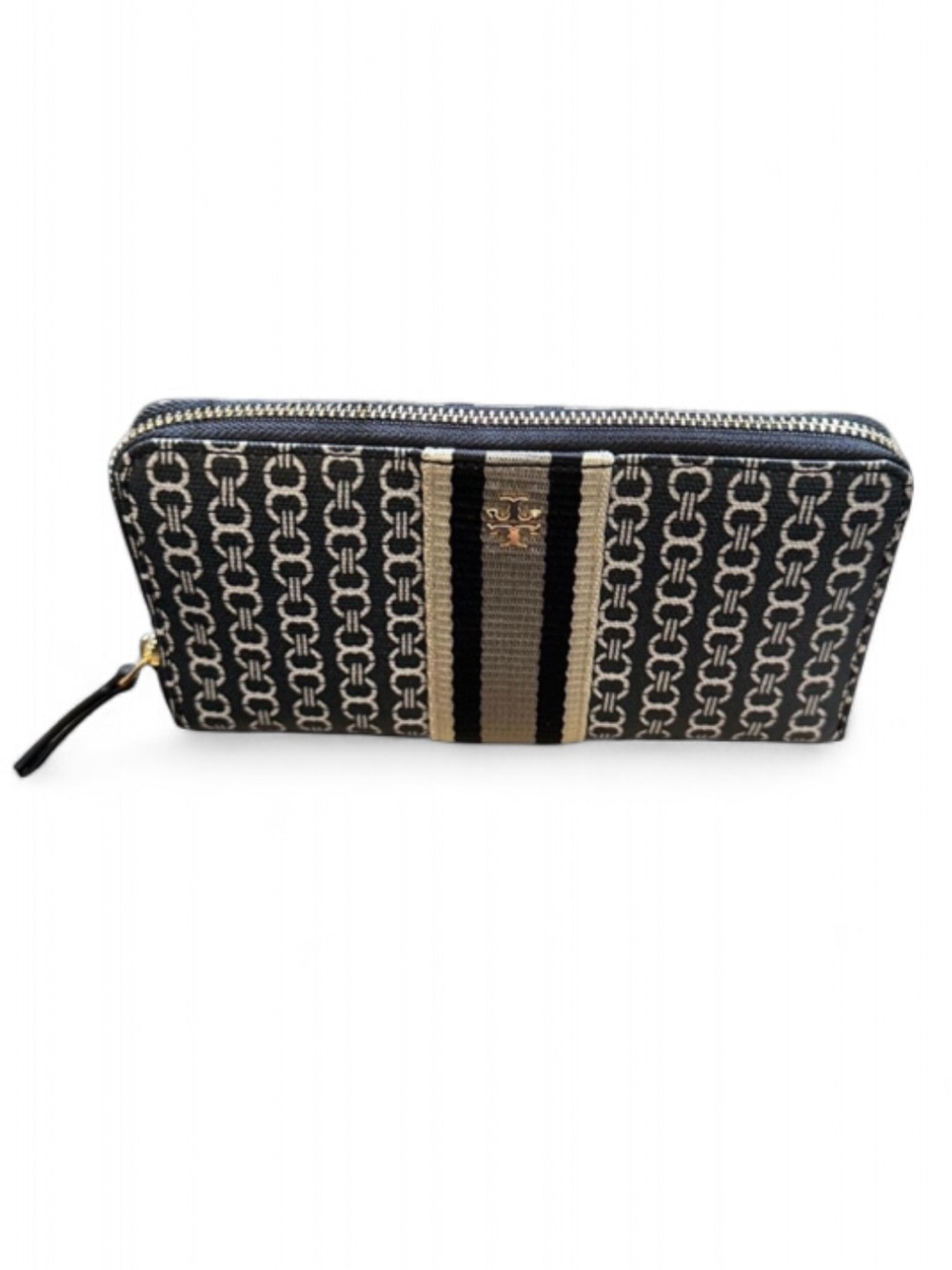 *NWOT* TORY BURCH Gemini Clutch Wallet in Link Print Black/Natural/Gold Hardware